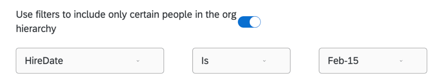 die Einstellung Filter verwenden, um nur bestimmte Personen in die Organisationshierarchie aufzunehmen