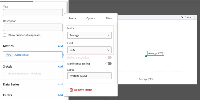 Clicking green count opens menu to the left where you can configure the average