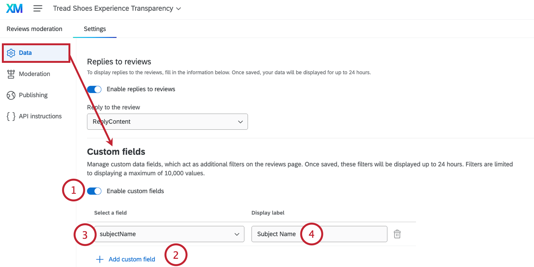 in the custom fields settings, choosing additional fields to use as filters