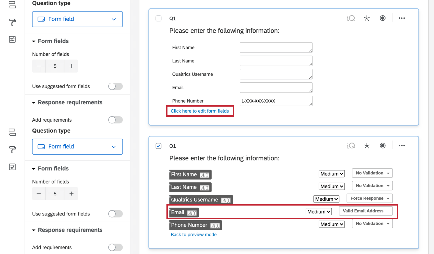 Setting content validation on a form