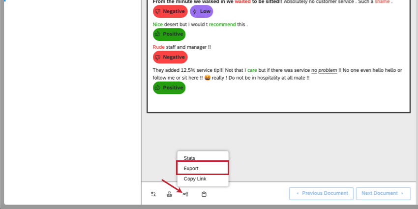 Bouton dexportation au bas du document
