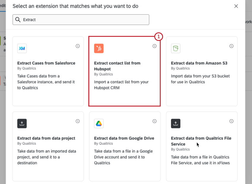estrarre dallattività hubspot nel menu di selezione delle attività