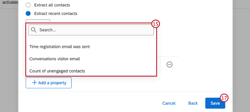 dropdown to select a property