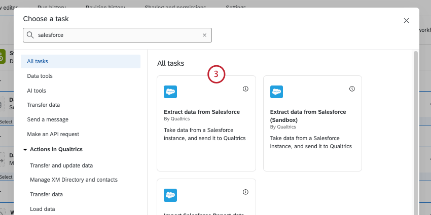 selecting the extract data from salesforce task