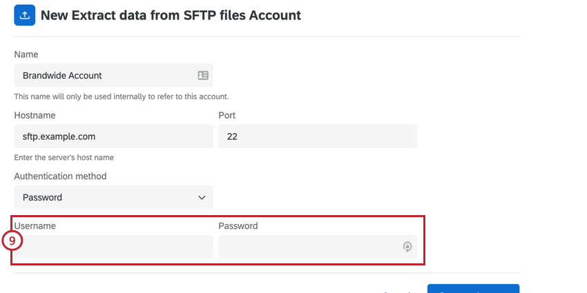 entering a username and password