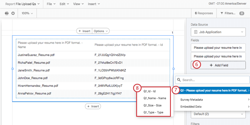 adding columns to the table so more information about the file can be displayed at once