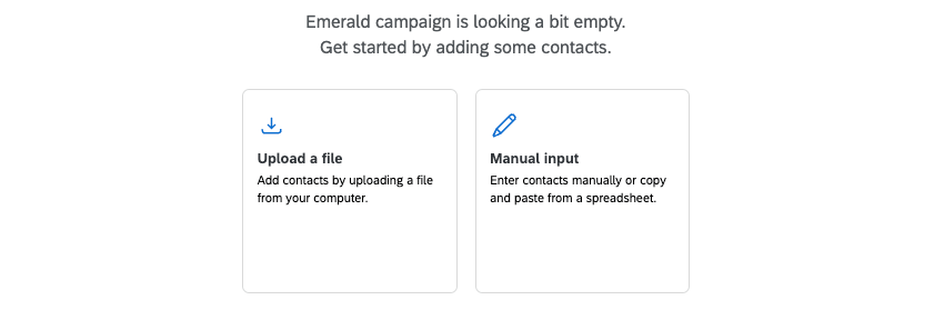 one you name your list, 2 options appear, called upload a file and manual input