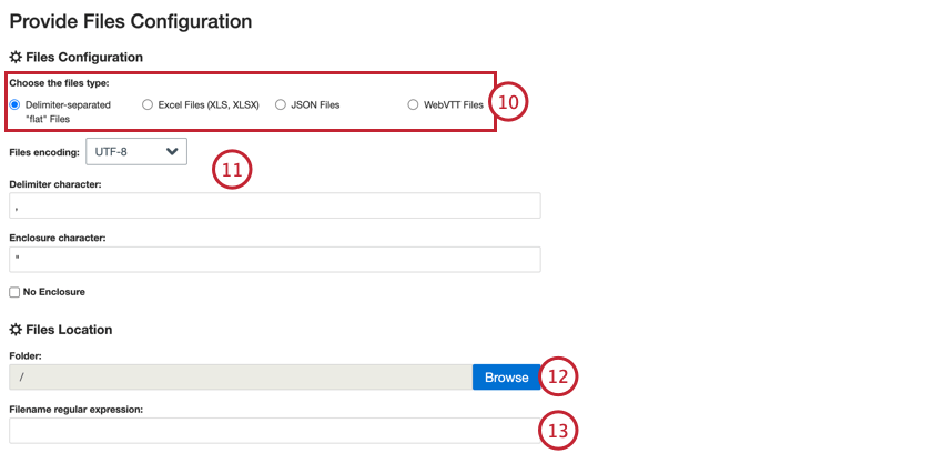 choisir le type de fichier et configurer les paramètres du fichier