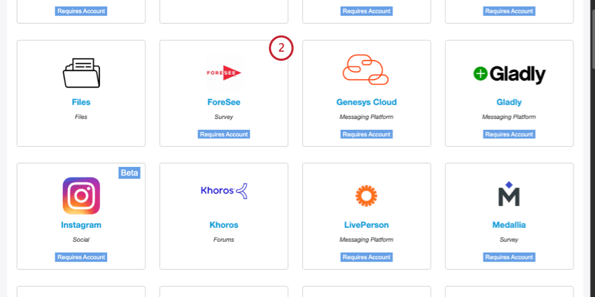list of integrations, including foresee