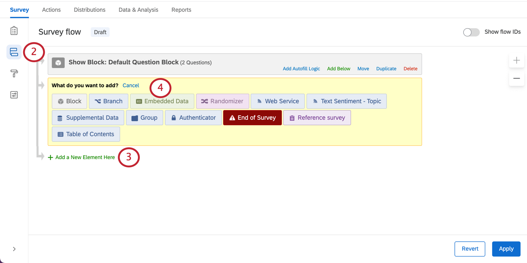 Adding an embedded data element