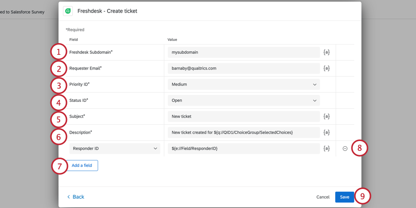 the create ticket task for freshdesk