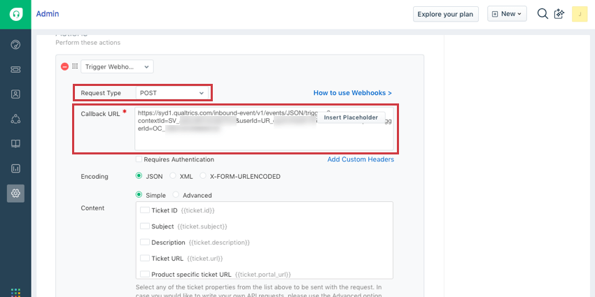 Le champ Type dévènement indique POST et lURL de rappel contient lURL de lévènement JSON