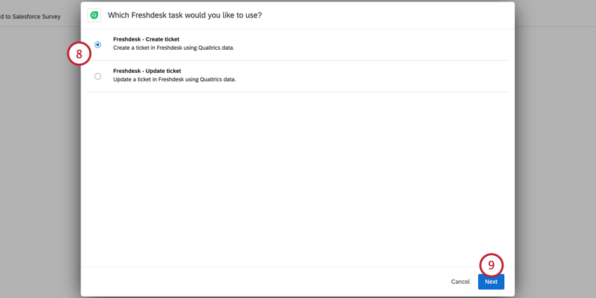 choosing the type of freshdesk task