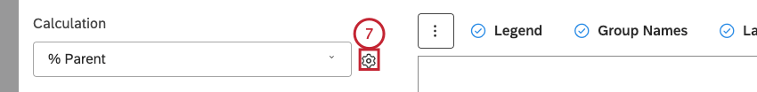 After you select a calculation, click the gear icon next to it to define additional settings.