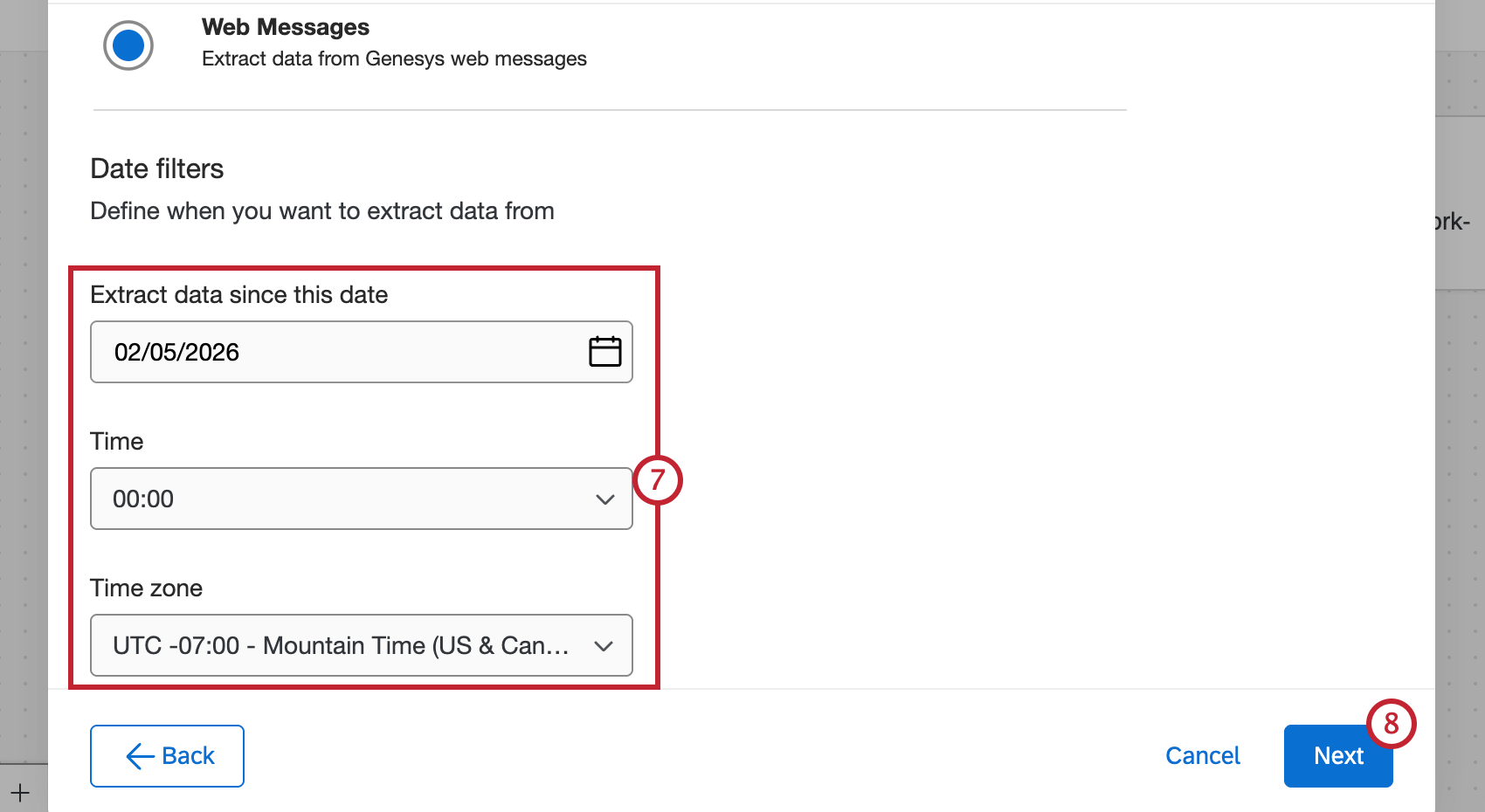 configuring date filters for the genesys task