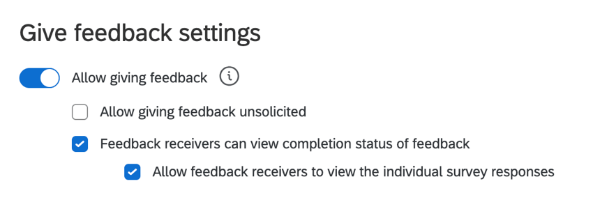 The "Get feedback settings" section in participant options