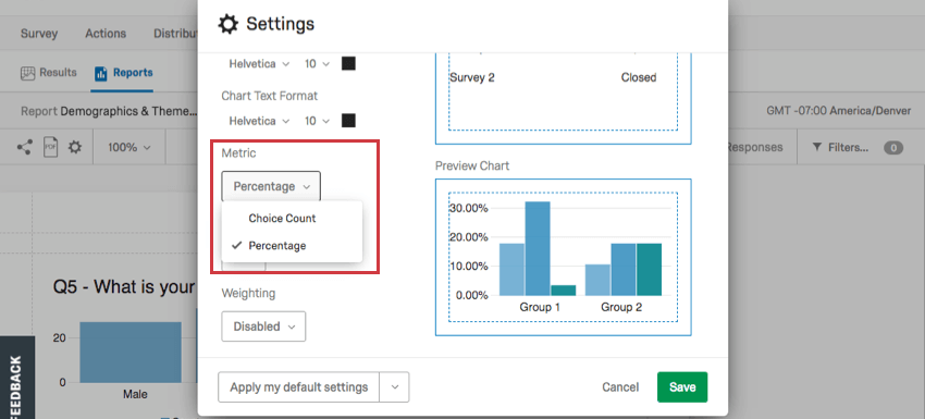 Metric dropdown
