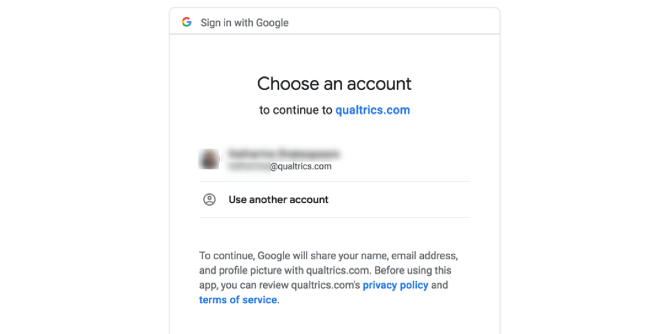 Choose an account screen for logging into Google