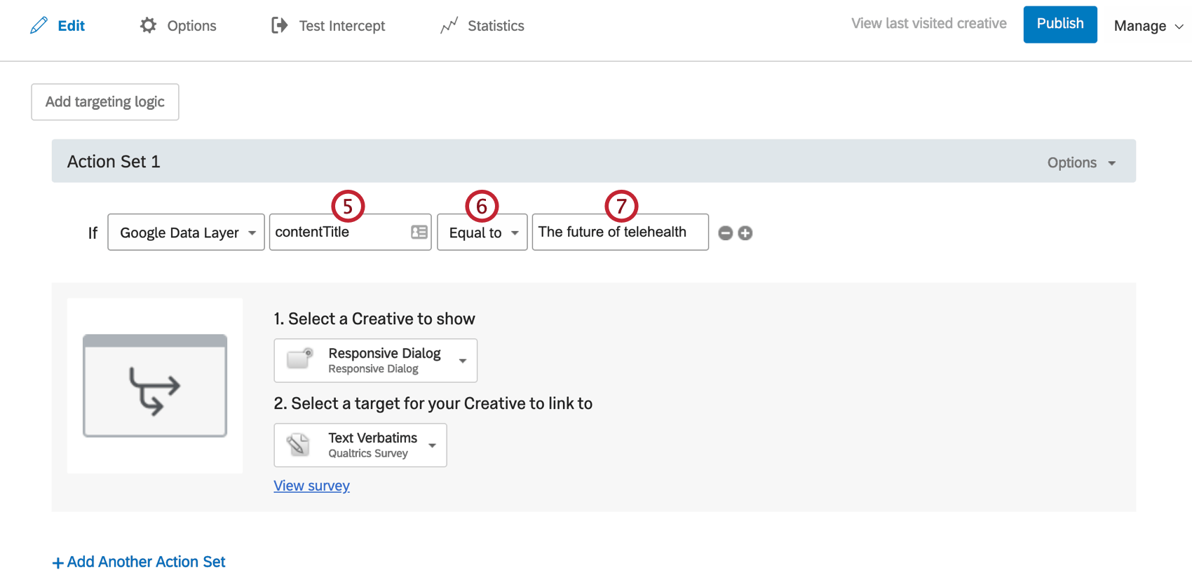 Cible dans la logique des variables de la couche de données de Google Analytics sur la logique de ciblage