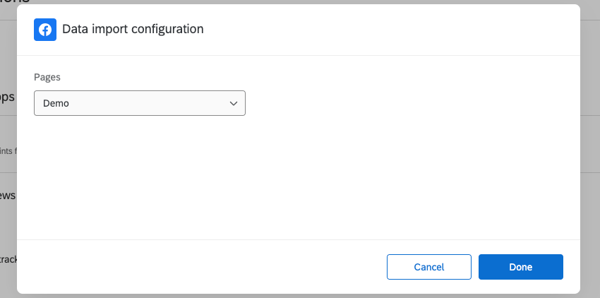 New window where you decide the page to import and confirm