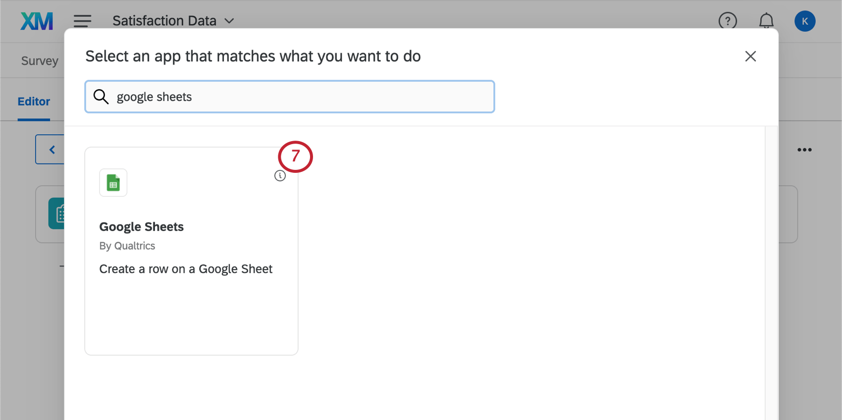 choosing the Google Sheets task