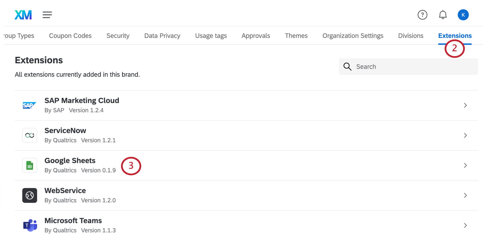 拡張機能セクションに移動し、google sheetsを選択する。