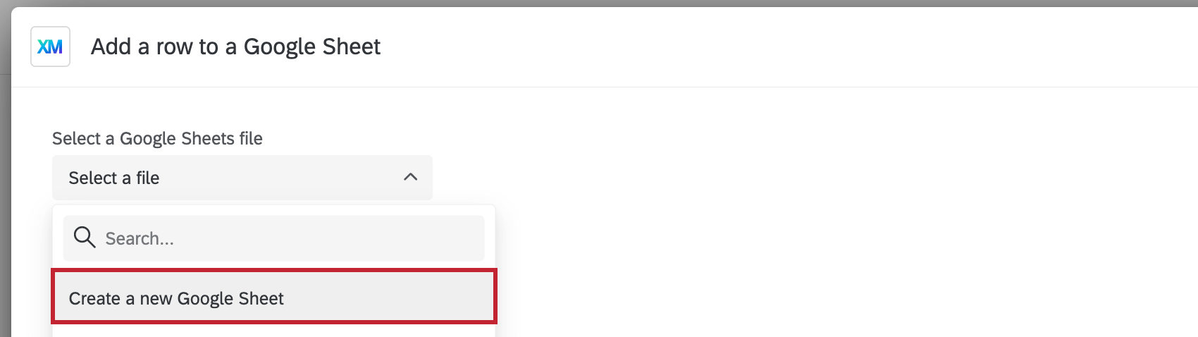 新しいgoogleシートオプションを作成する