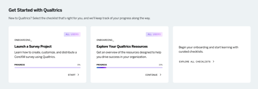 section of grow my skills that is named get started with qualtrics.