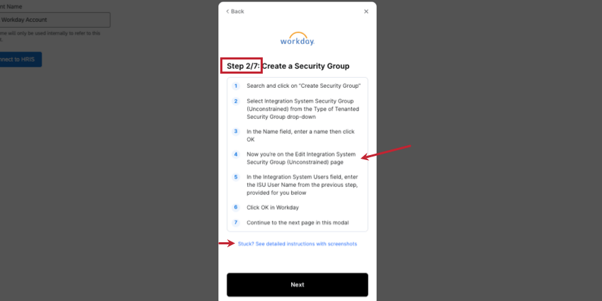 screenshot highlights the total number of steps you can expect, the directions on the screen, and the links to more documentation hosted by Merge