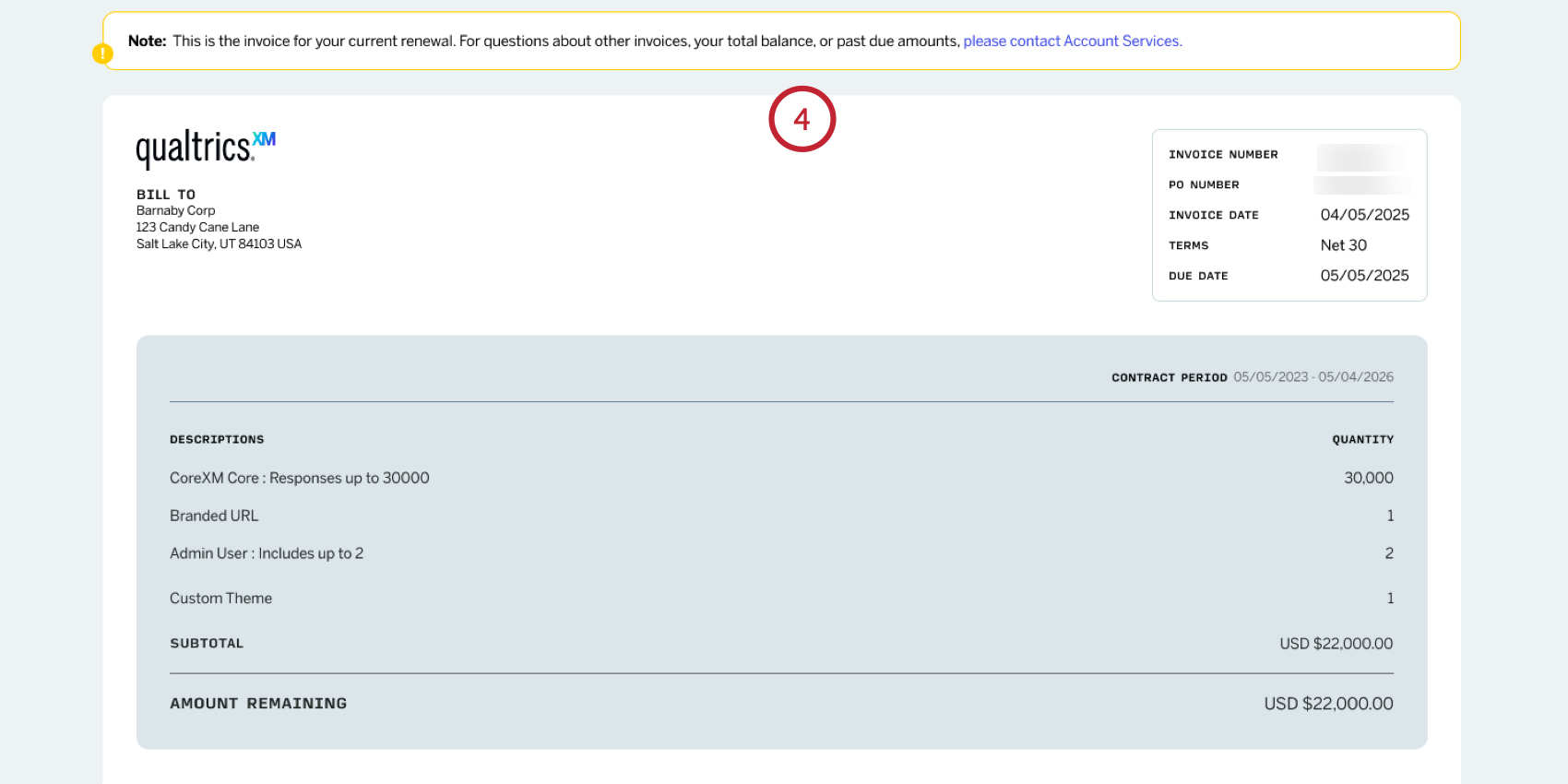 viewing the invoice