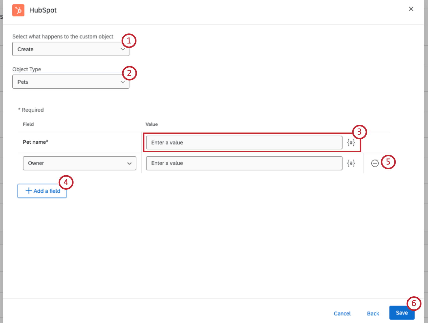 configuration dune tâche dobjet personnalisé