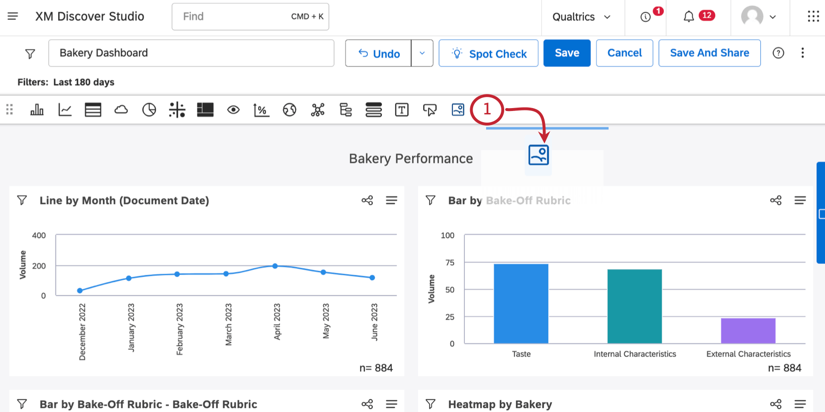 Image icon in the dashboard editing bar along the top