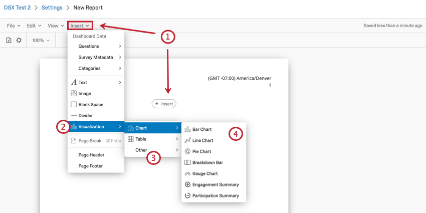 image of the insert menu for selecting a visualization type