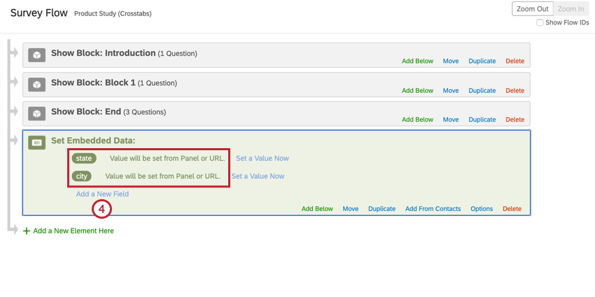Ein eingebettetes Datenelement mit 2&nbsp;Feldern entsprechend dem Query-String