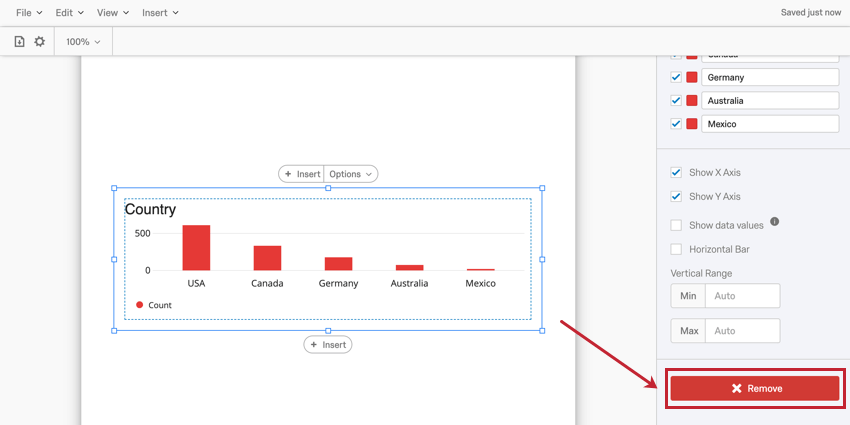 image of the remove button in the editing pane of a visualization