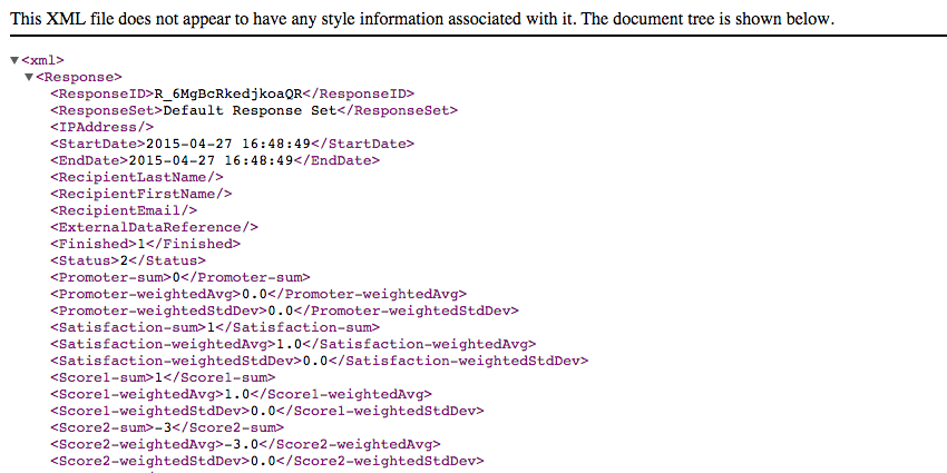 Data download in XML format