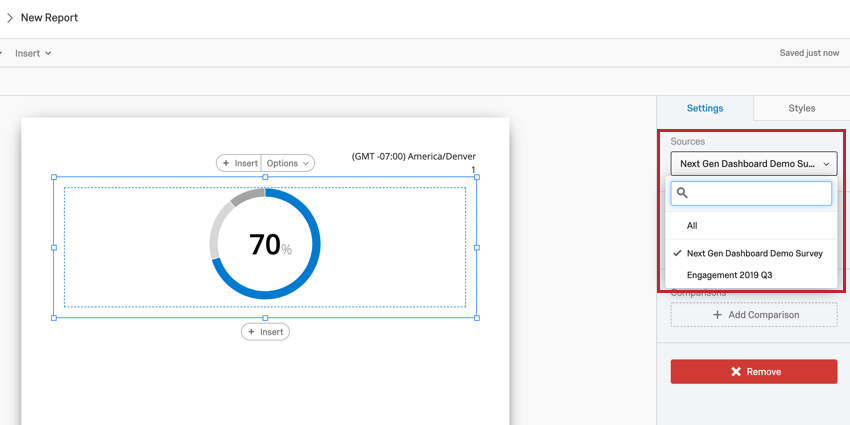 image of the sources dropdown on an engagement summary widget