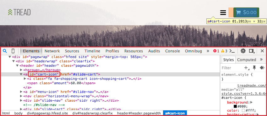 trouver licône du panier dachat à laide de la console