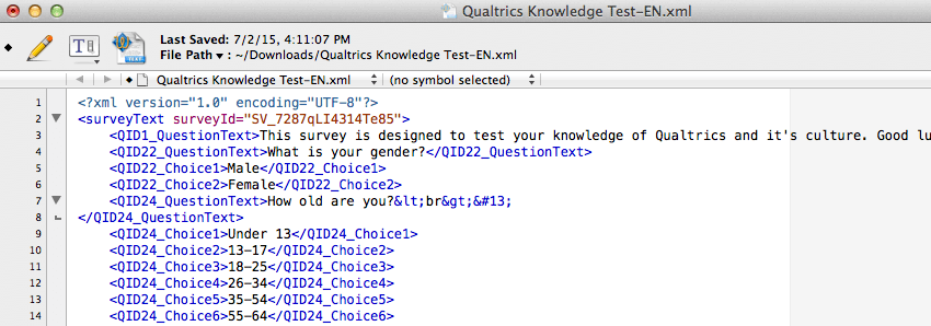 An xml doc of translations
