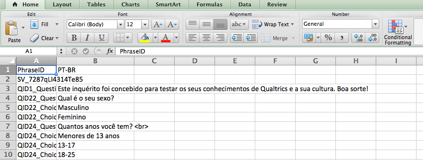 翻訳ファイルの CSV