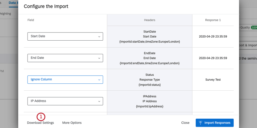 reusing mapping settings. click download settings to save the settings