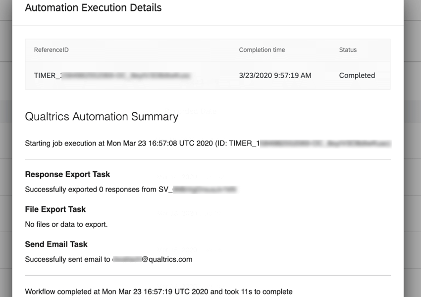 a report of a successful automation run