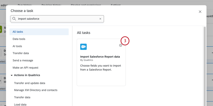 sélection de la tâche dimportation de données de rapports salesforce