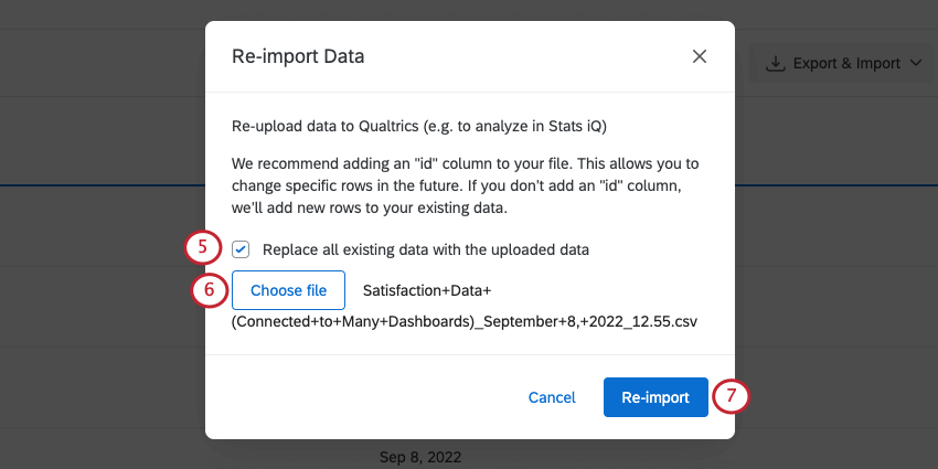 A new window opens over the Data & Analysis page