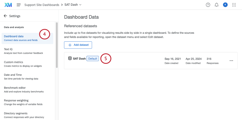 die DASHBOARD-SEITE zeigt die referenzierten Datensätze an. Hier gibt es nur einen, also klicken wir auf seinen Namen