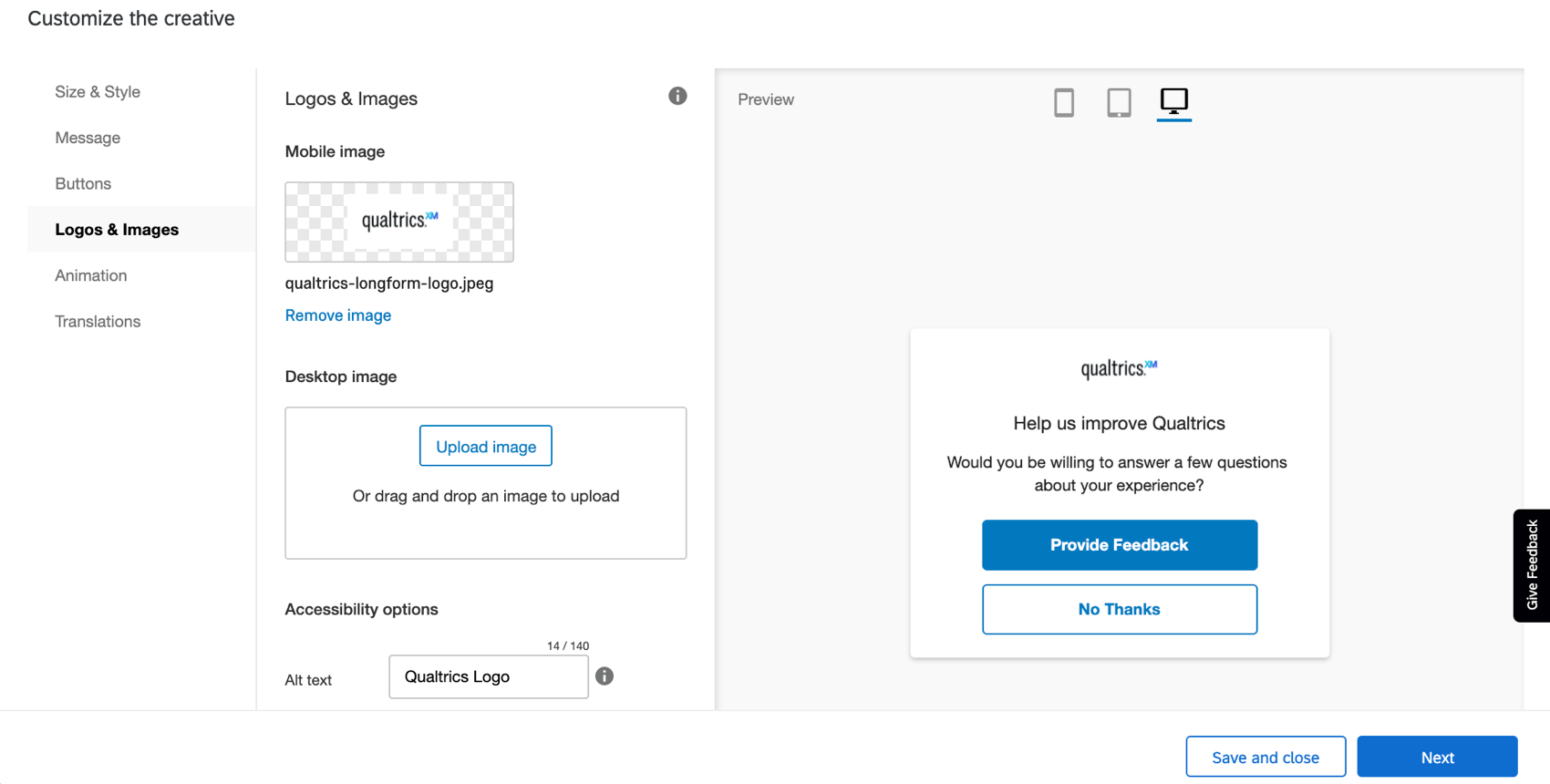 Picture of a website / app feedback project being edited