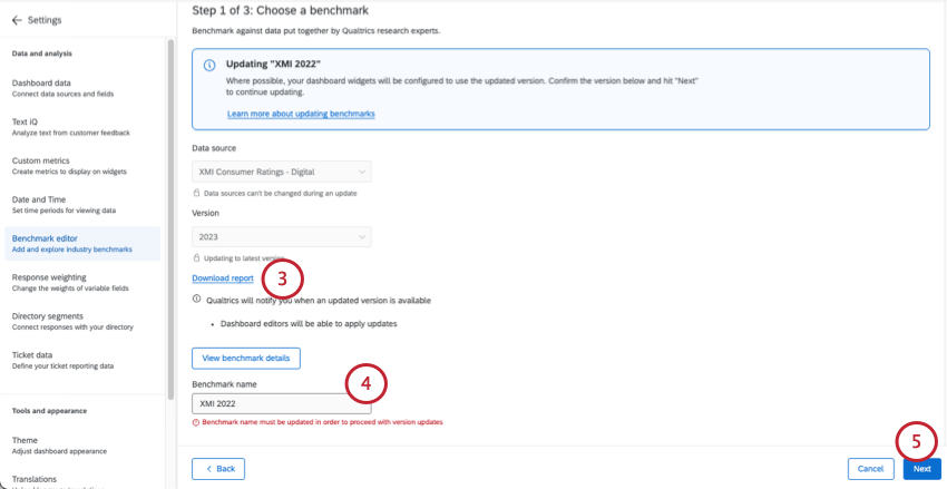 updating benchmark on next page