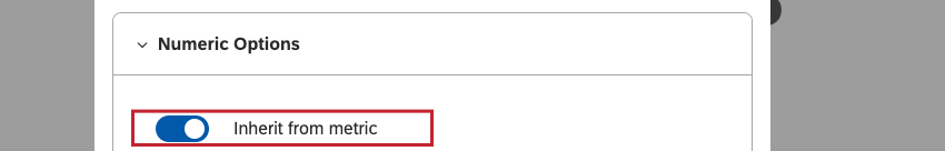 Turn on the Inherit from metric toggle to inherit the calculation format from the main metric.