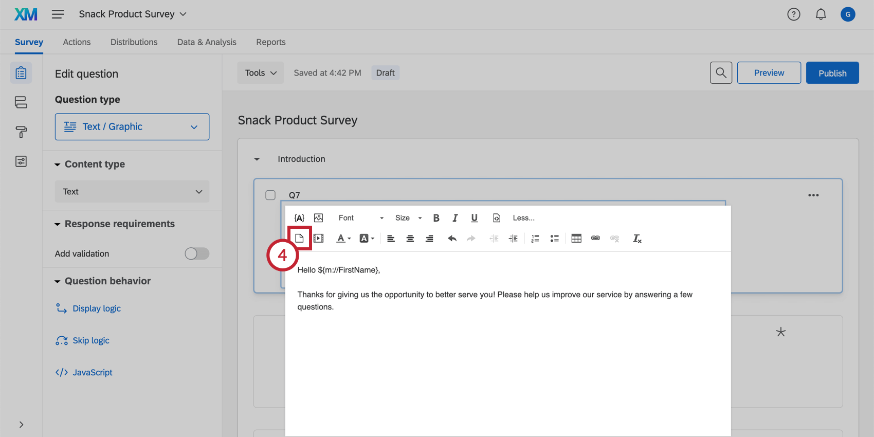 Schaltfläche „Grafik einfügen“ im Rich Content Editor