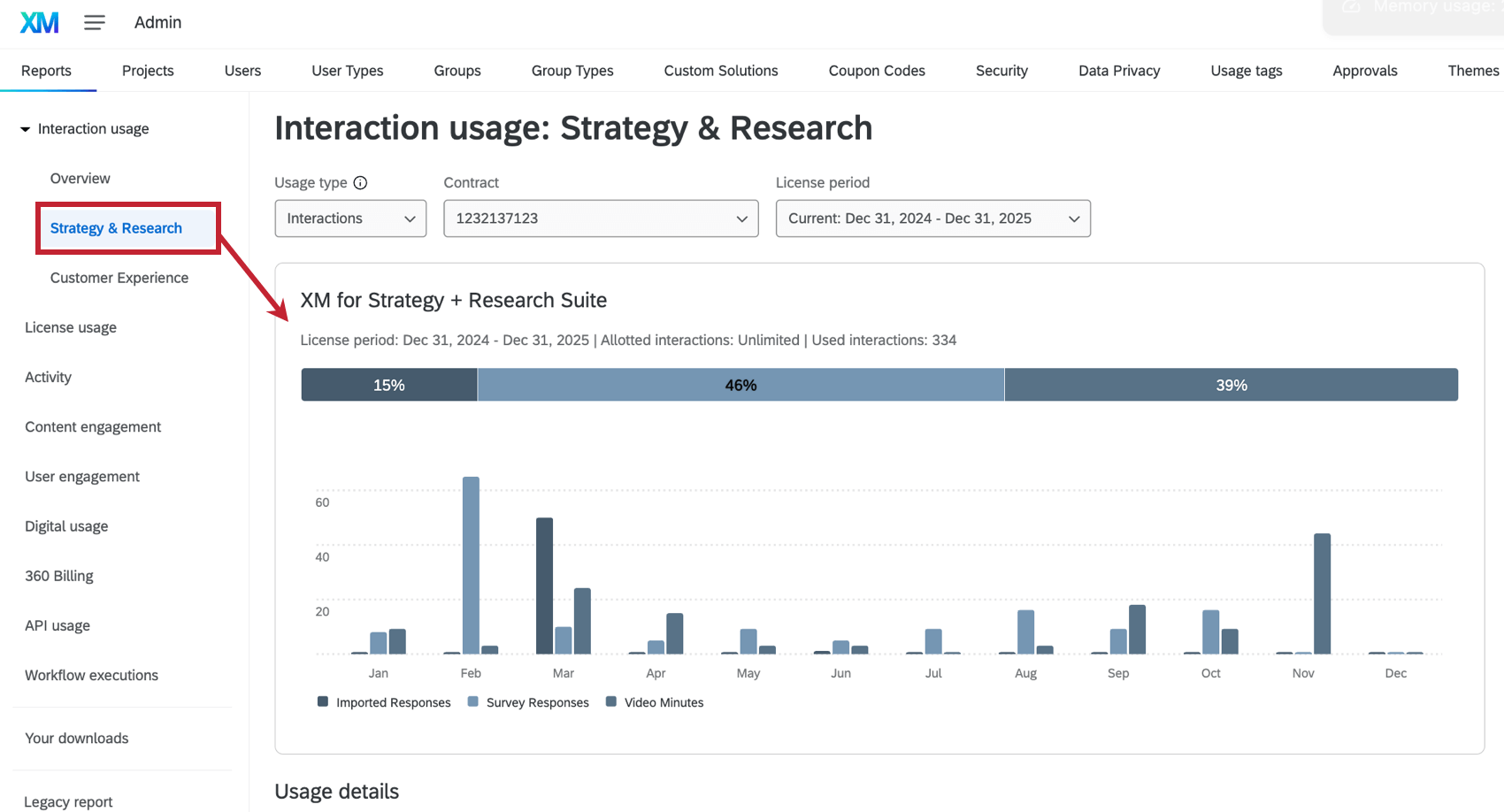 selecting a product line report in the interaction report